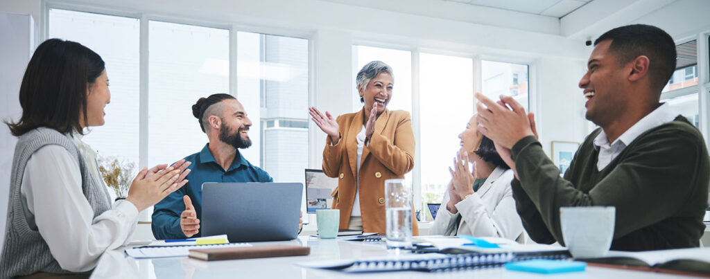 Group of happy managers